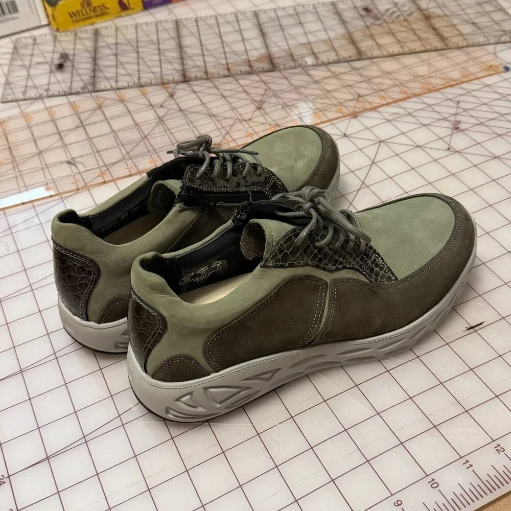 WOLKY Bounce Castor Grey + Green Leather WaLKiNg shoes EU 40 - NEW W/O TAGS - Picture 3 of 12